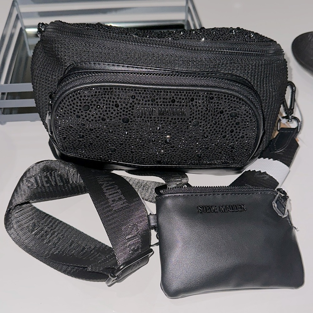 Steve Madden BShimmer Crossbody Bag- Black